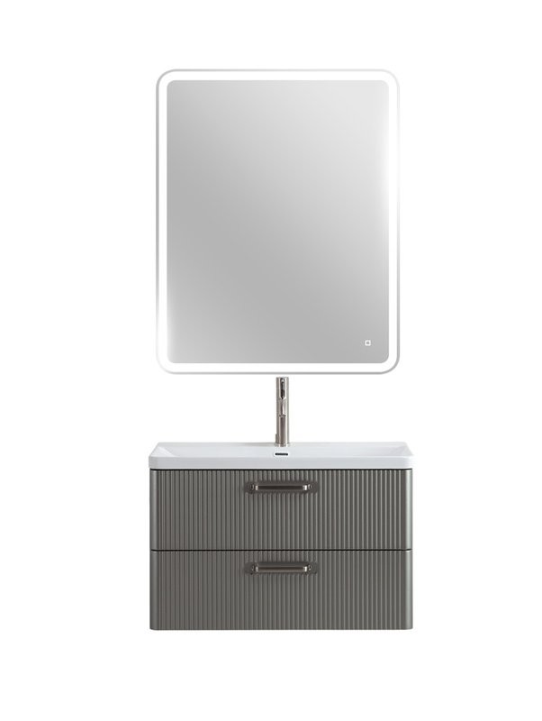 Тумба с раковиной BelBagno Due 80 ручки матовый атласный никель, сатин