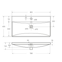 Тумба с раковиной BelBagno Due 80 ручки матовый атласный никель, сатин