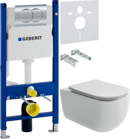 Комплект Унитаз подвесной Ceramicanova Noel + Инсталляция Geberit Duofix Delta 458.149.21.1 с кнопкой смыва, хром + Звукоизоляция