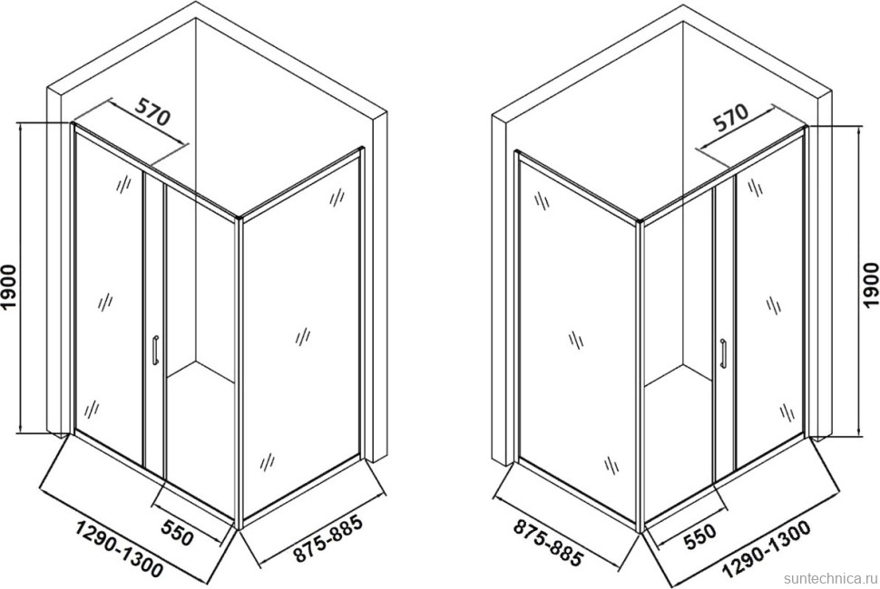Душевой уголок Orange E23 13090TCR стекло прозрачное, профиль хром
