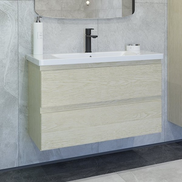 Тумба под раковину без столешницы Caprigo Forte 90 подвесная, беленый дуб
