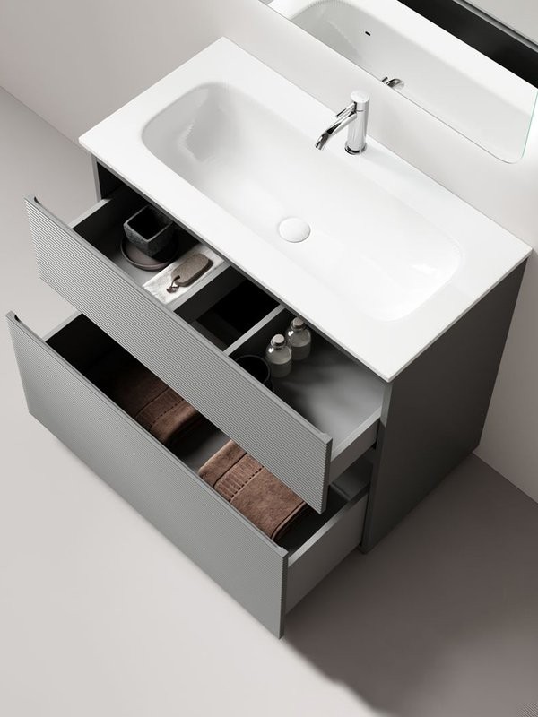 Мебель для ванной комнаты Sancos Folk Floor 90 напольная, ergraut soft, раковина CN7019