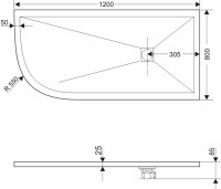 Поддон для душа RGW Stone Tray ST/AR-0128W 80х120 с сифоном