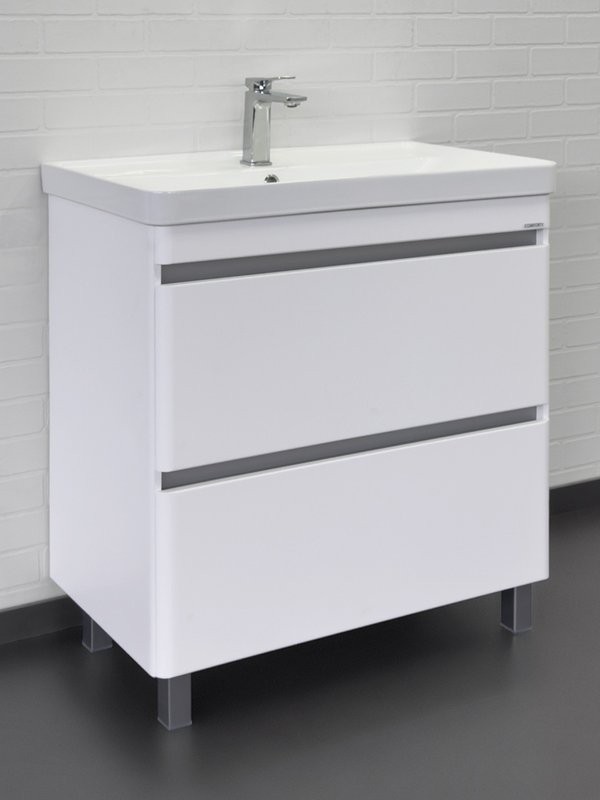 Тумба с раковиной Comforty Валдай 80Н напольная, матовая белая
