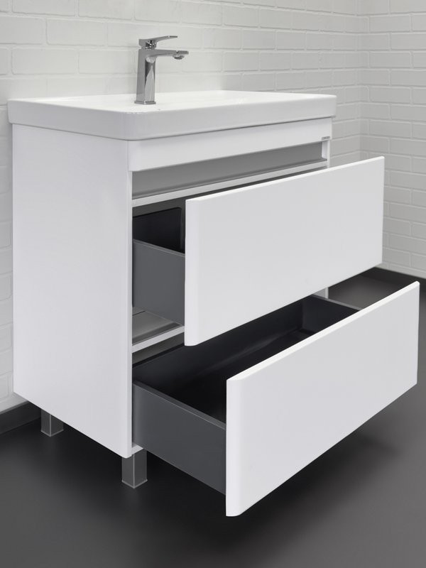 Тумба с раковиной Comforty Валдай 80Н напольная, матовая белая