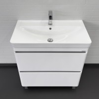 Тумба с раковиной Comforty Валдай 80Н напольная, матовая белая