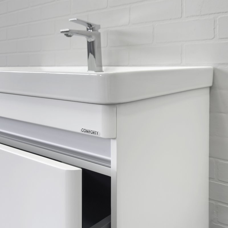 Тумба с раковиной Comforty Валдай 80Н напольная, матовая белая