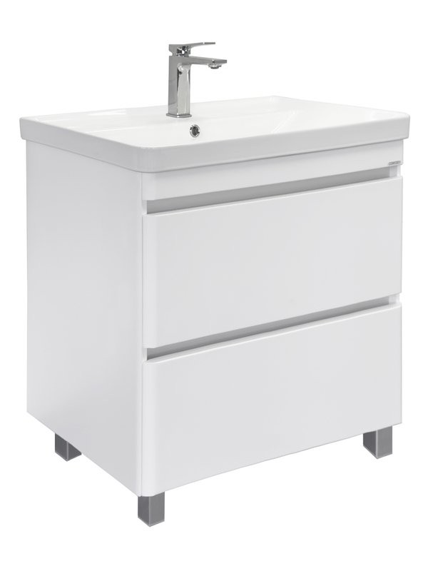Тумба с раковиной Comforty Валдай 80Н напольная, матовая белая