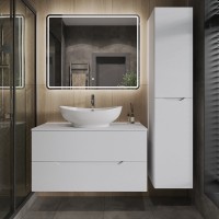 Мебель для ванной комнаты Orange Line 100 подвесная, 2 ящика, матовая белая с раковиной B08-585w