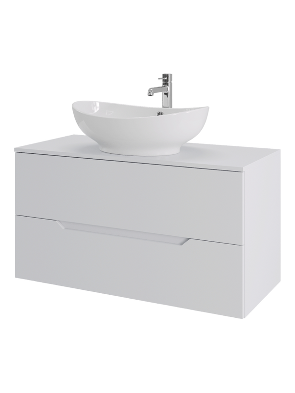 Мебель для ванной комнаты Orange Line 100 подвесная, 2 ящика, матовая белая с раковиной B08-585w