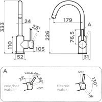 Смеситель для кухни Omoikiri Shinagawa 2 Plus SA бежевый Смеситель для кухни Omoikiri Shinagawa 2 Plus SA бежевый