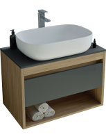 Тумба с раковиной Teymi Ritta 65 дуб эврика, матовый графит, раковина Solli 60
