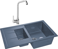 Комплект Мойка GranFest Quadro GF-Q775KL графит + Смеситель MEGA Ege MG-PL10 хром