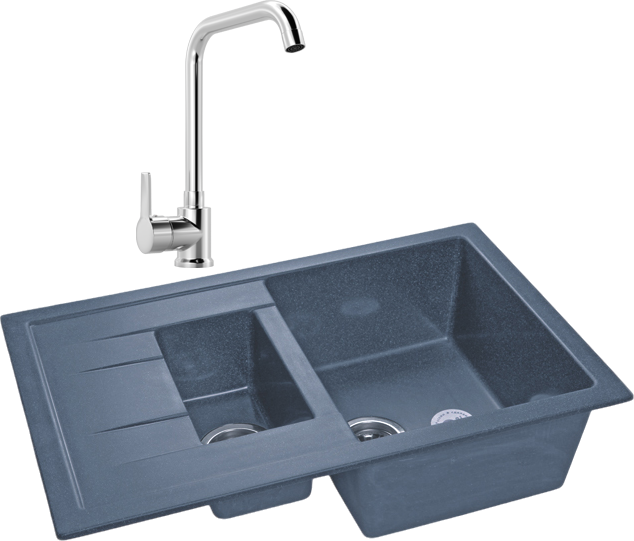 Комплект Мойка GranFest Quadro GF-Q775KL графит + Смеситель MEGA Ege MG-PL10 хром