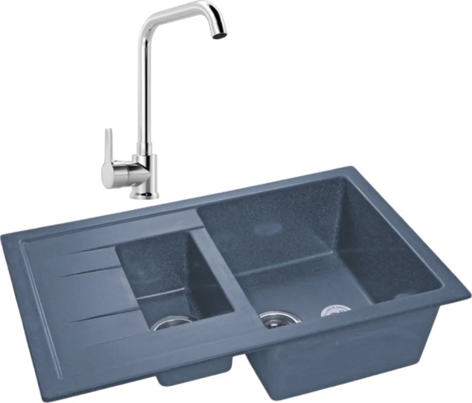 Комплект Мойка GranFest Quadro GF-Q775KL графит + Смеситель MEGA Ege MG-PL10 хром