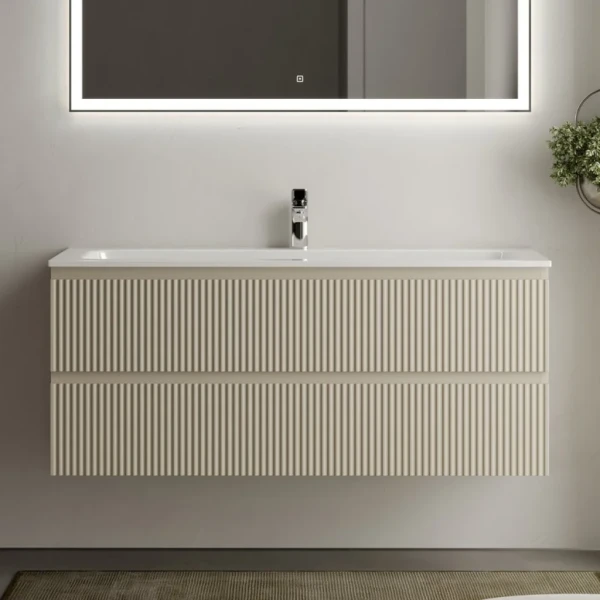 Тумба с раковиной Sancos Snob R 120 см, beige soft, раковина CN7017