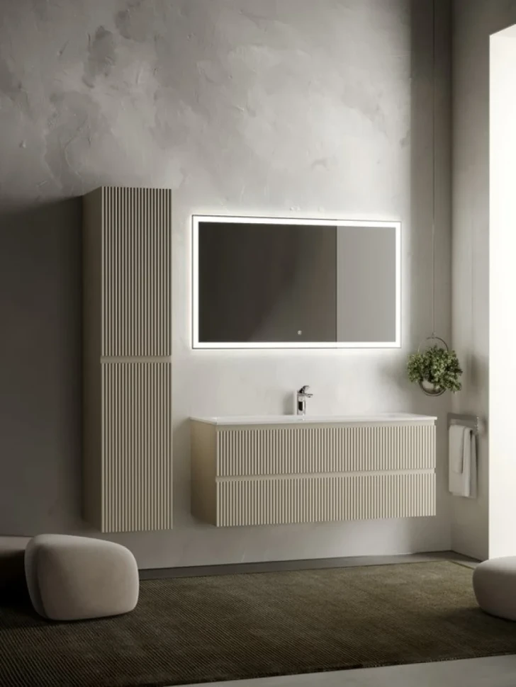 Тумба с раковиной Sancos Snob R 120 см, beige soft, раковина CN7017