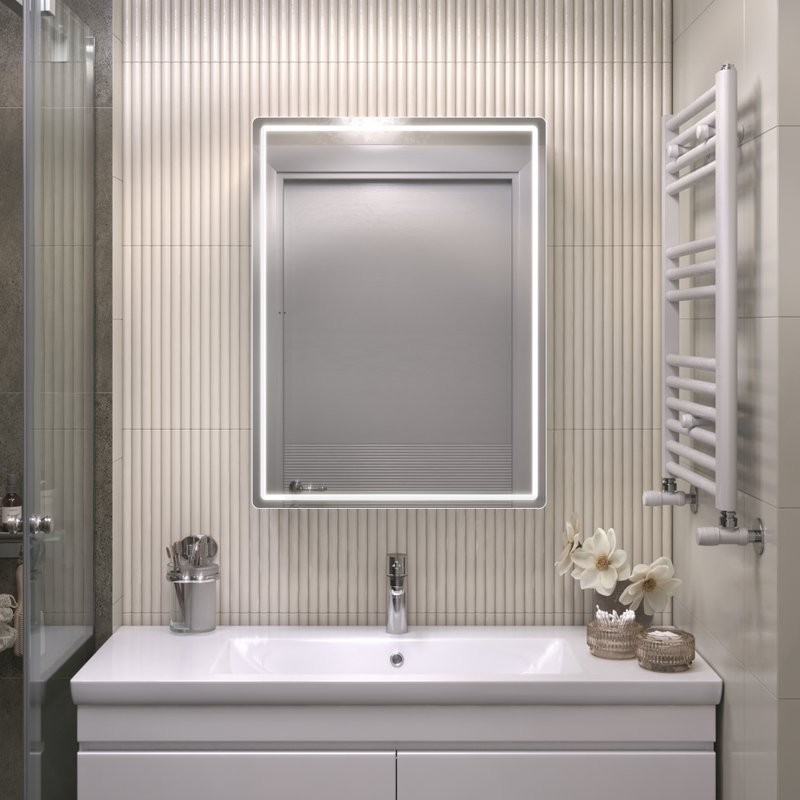 Зеркало-шкаф Vigo Geometry Comfort 60 с подсветкой и антизапотевателем, белый