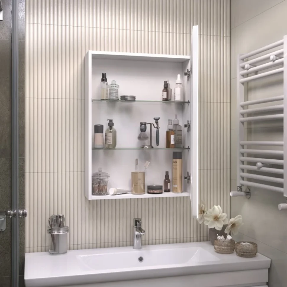 Зеркало-шкаф Vigo Geometry Comfort 60 с подсветкой и антизапотевателем, белый