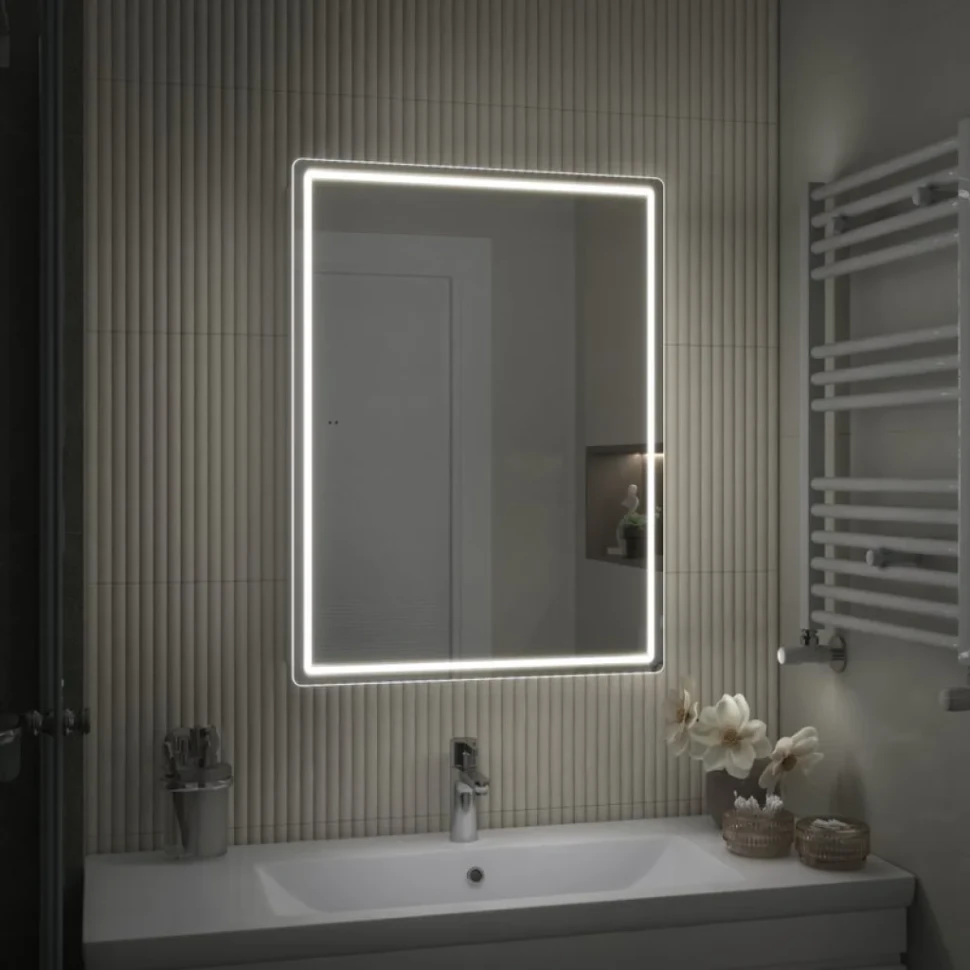 Зеркало-шкаф Vigo Geometry Comfort 60 с подсветкой и антизапотевателем, белый