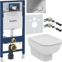 Комплект Унитаз подвесной Ideal Standard Esedra AquaBlade T386001 + Крышка T318101 с микролифтом + Инсталляция Geberit Duofix UP 320 111.300.00.5 + Кнопка Sigma 01 115.770.21.5 хром + Крепления 111.815.00.1 к стене + Звукоизоляция