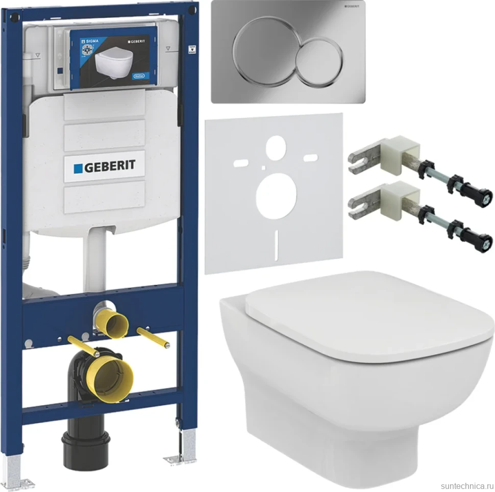 Комплект Унитаз подвесной Ideal Standard Esedra AquaBlade T386001 + Крышка T318101 с микролифтом + Инсталляция Geberit Duofix UP 320 111.300.00.5 + Кнопка Sigma 01 115.770.21.5 хром + Крепления 111.815.00.1 к стене + Звукоизоляция