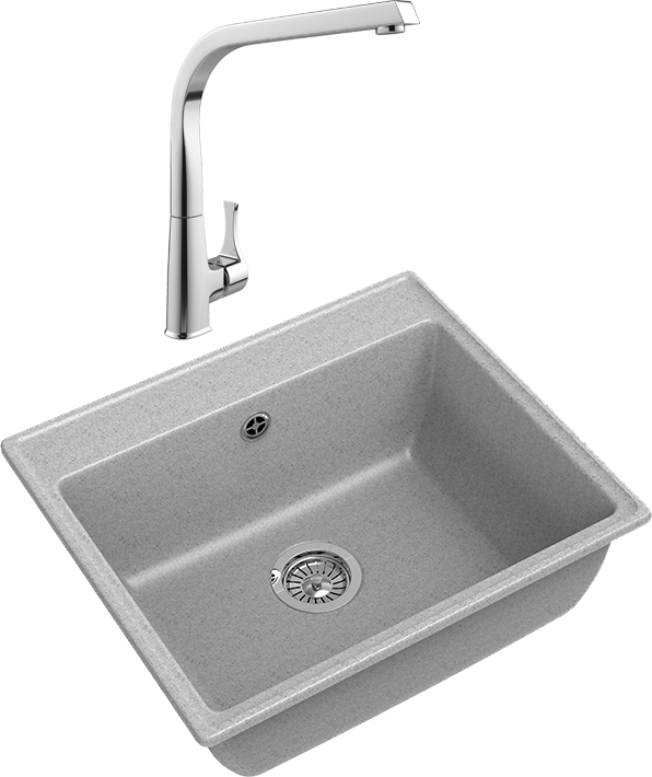 Комплект Мойка GranFest Vertex GF-V-580 серая + Смеситель MEGA Mega