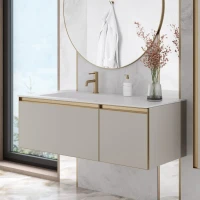 Тумба под раковину без столешницы Armadi Art Quatro 2 120 cashmere, профиль matt gold