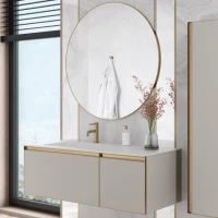 Тумба под раковину без столешницы Armadi Art Quatro 2 120 cashmere, профиль matt gold