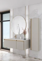 Тумба под раковину без столешницы Armadi Art Quatro 2 120 cashmere, профиль matt gold