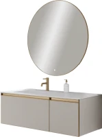 Тумба под раковину без столешницы Armadi Art Quatro 2 120 cashmere, профиль matt gold