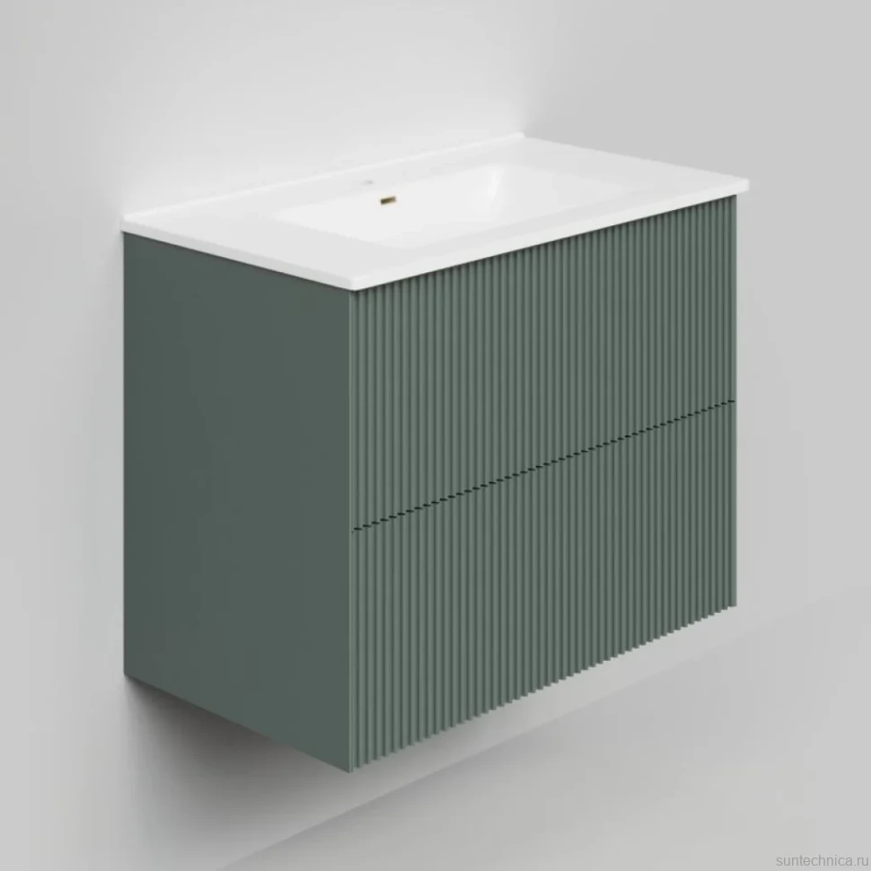 Тумба под раковину La Fenice TERRA Twin Grigio серо-зелёная матовая 80 см