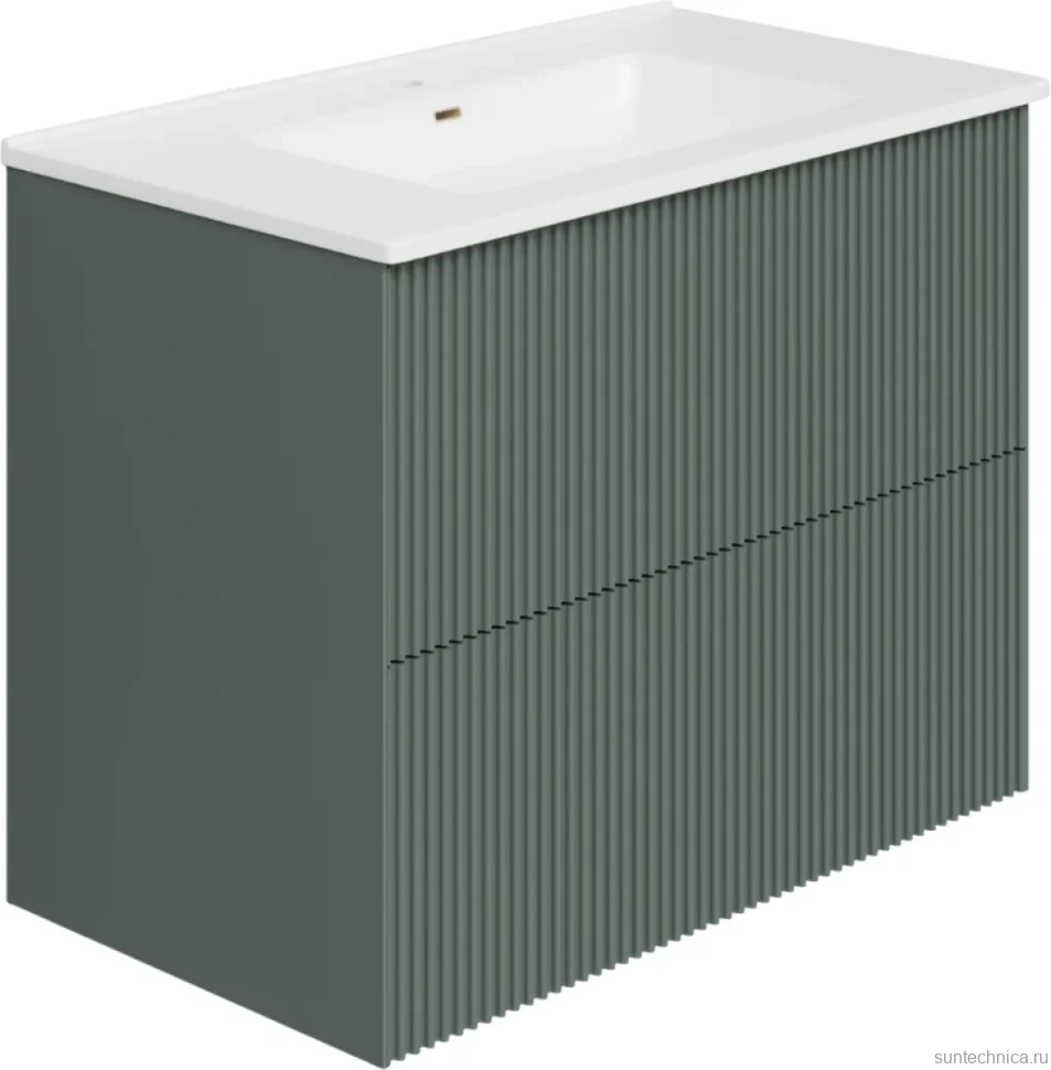Тумба под раковину La Fenice TERRA Twin Grigio серо-зелёная матовая 80 см