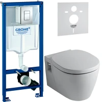 Комплект Унитаз подвесной Ideal Standard Connect + Крышка E712701 с микролифтом, петли хром + Инсталляция Grohe Rapid SL 38772001 3 в 1 с кнопкой смыва + Звукоизоляция