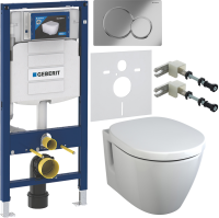 Комплект Унитаз подвесной Ideal Standard Connect E781901 с функцией биде + Крышка + Инсталляция Geberit Duofix UP 320 111.300.00.5 + Кнопка Sigma 01 115.770.21.5 хром + Крепления 111.815.00.1 к стене + Звукоизоляция