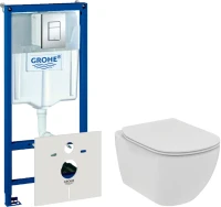 Комплект  Унитаз подвесной Ideal Standard Tesi T536001 с микролифтом + Система инсталляции для унитазов Grohe Rapid SL 38772001, 3 в 1 с кнопкой смыва