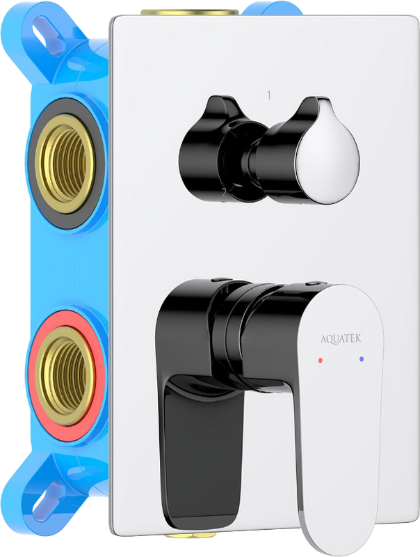Встраиваемый смеситель для душа и ванны AQUATEK Оберон AQ1247CR С ВНУТРЕННЕЙ ЧАСТЬЮ, 3 режима, хром