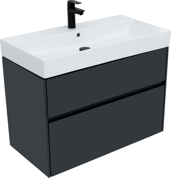 Тумба с раковиной Aquanet Бруклин 85 антрацит