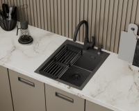Комплект Мойка D&K DKS415006 графит + Измельчитель Status ECO 75