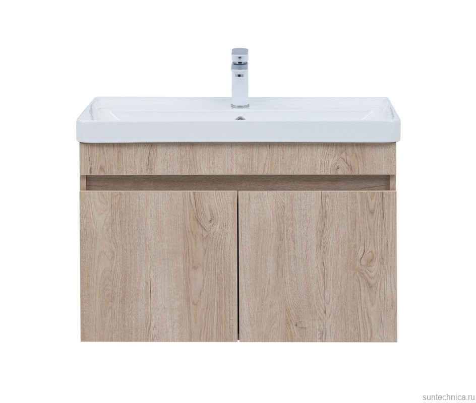 Тумба под раковину без столешницы Aquanet Оптима 80 подвесная, дуб светлый
