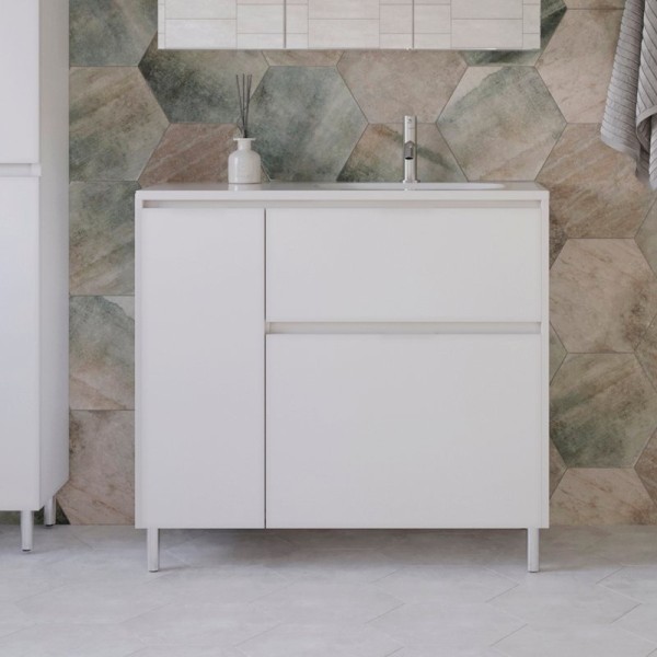 Тумба с раковиной Style Line Барселона 90 Люкс Plus R, с бельевой корзиной