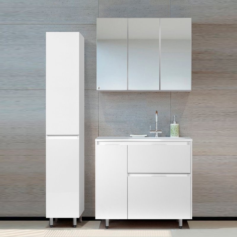Тумба с раковиной Style Line Барселона 90 Люкс Plus R, с бельевой корзиной