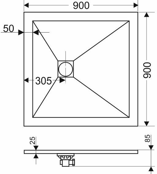 Поддон для душа RGW Stone Tray ST-0099G 90х90