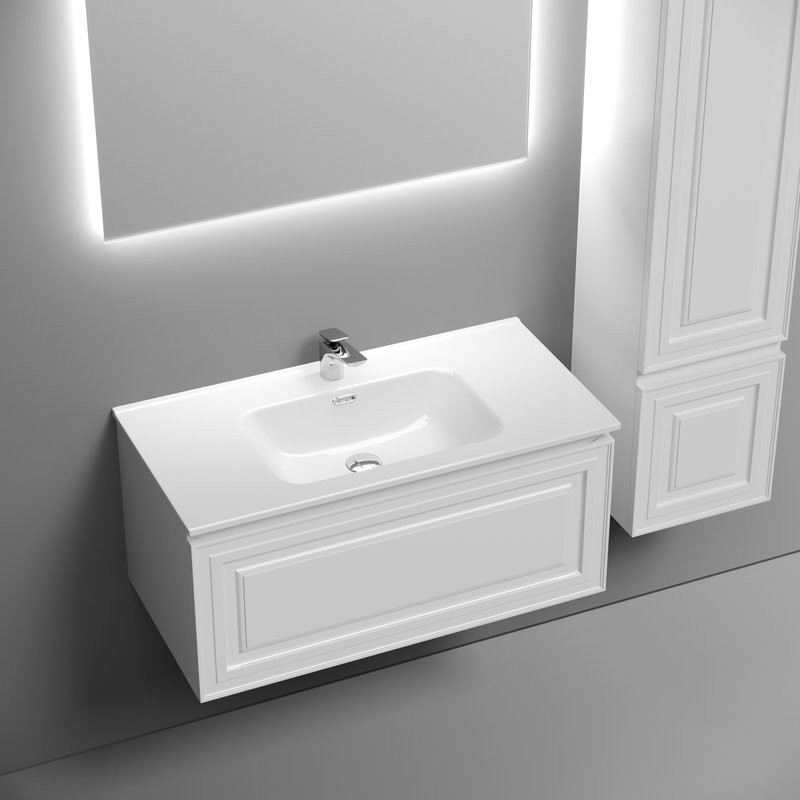 Тумба с раковиной Sancos Very 90 bianco, раковина CN7002