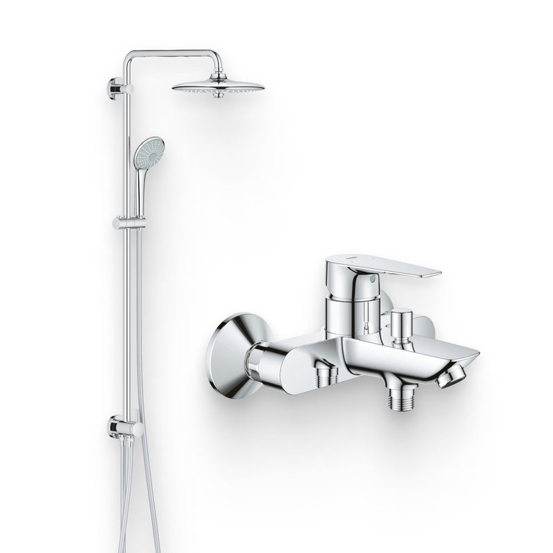 Душевой комплект Смеситель Grohe BauEdge 23604001 + Стойка Euphoria 27421002