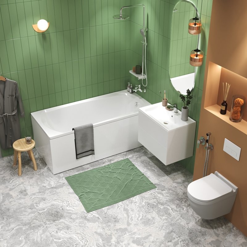 Акриловая ванна 1MarKa Elegance 150x70 см, пристенная, белая, на ножках