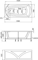 Акриловая ванна 1MarKa Elegance 150x70 см, пристенная, белая, на ножках