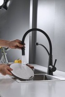 Смеситель для кухни Shevanik S743H-3 с гибким изливом, черный