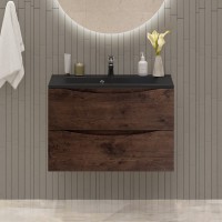Тумба с раковиной BelBagno Marino 80 подвесная, rovere moro, черная раковина