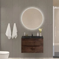 Тумба с раковиной BelBagno Marino 80 подвесная, rovere moro, черная раковина